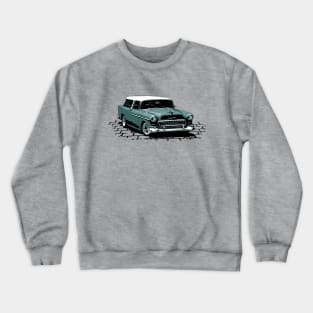 55 Chevy Nomad, Teal 1955 Chevrolet Bel Air Nomad hot rod Crewneck Sweatshirt